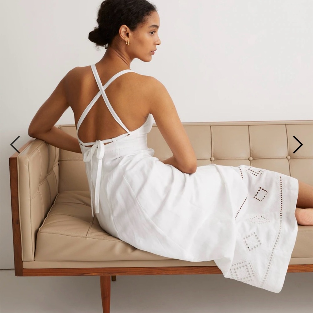 Madewell White Maxi Dress with Eyelet Trim - Picture 2 of 12